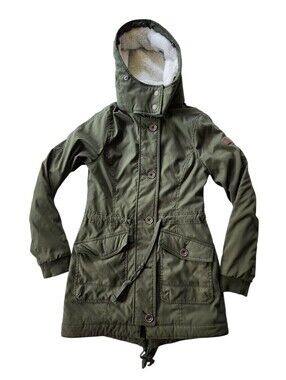 Y2k 2010s Hollister Green Parka Jacket Sz XS
